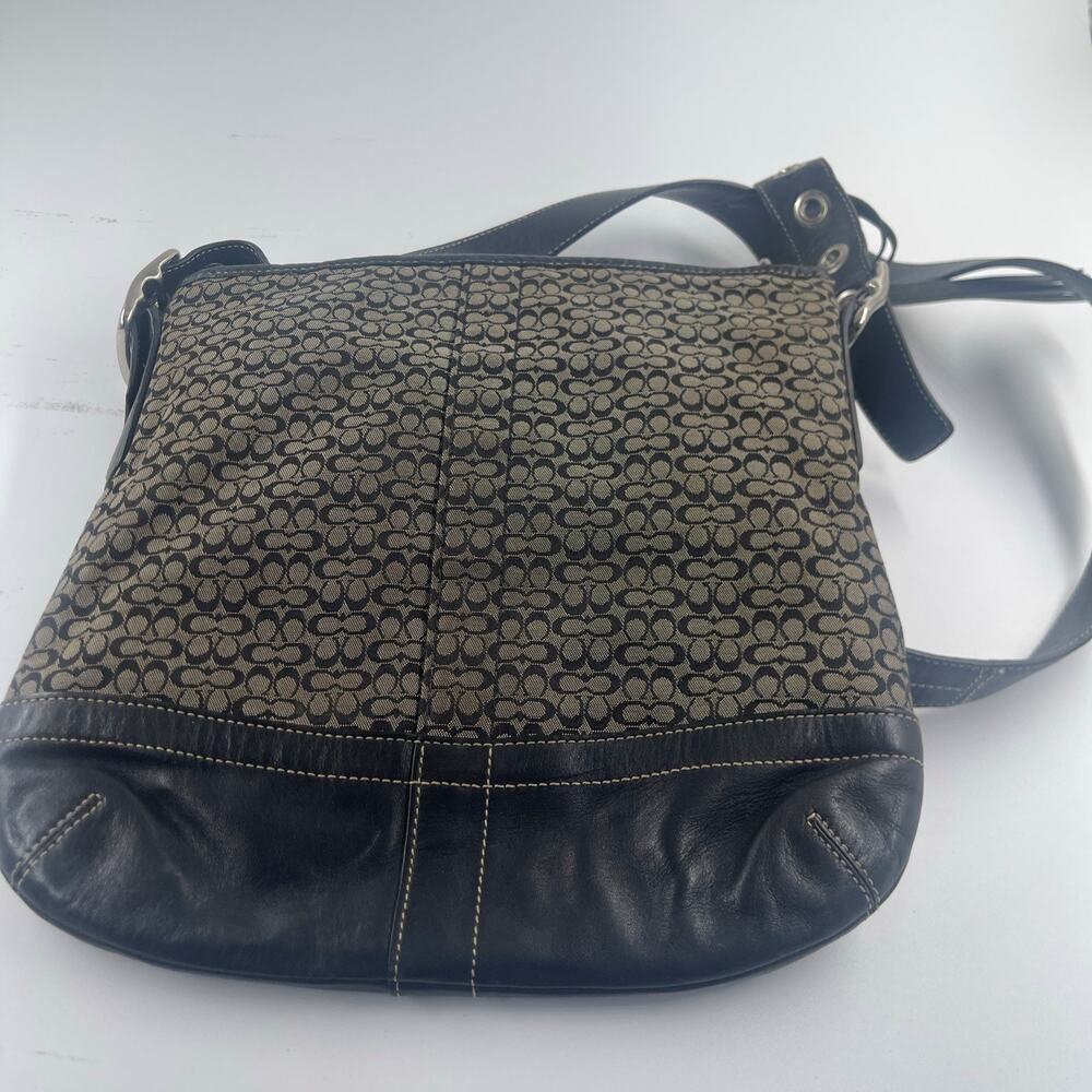 COACH Signature Vintage Black Y2K Convertible Crossbody Shoulder Bag F10417